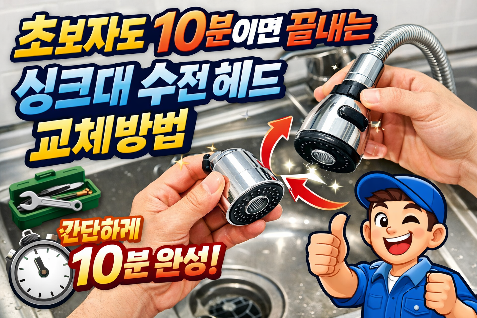 싱크대 수전 헤드 교체방법