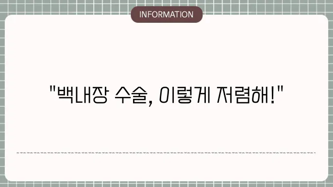 백내장 수술비용 의료보험: 