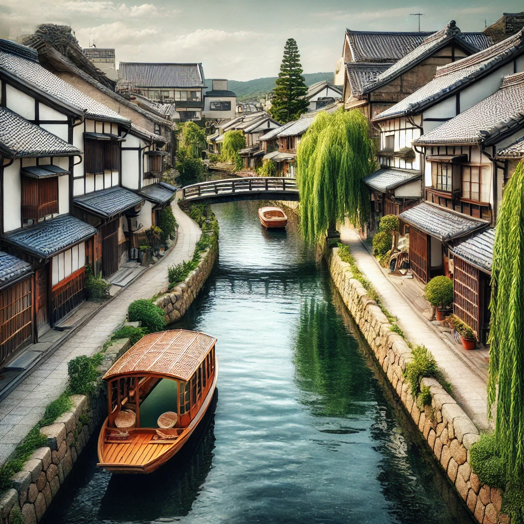 구라시키 미관지구의 전통 거리와 운하를 담은 사진