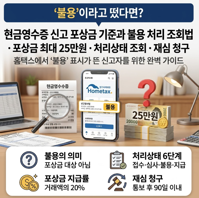 현금영수증 미발행 포상기준 및 불용 조회