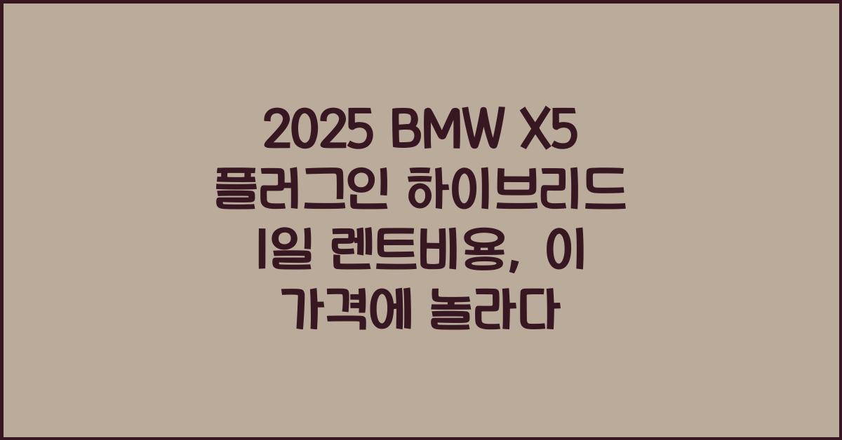 2025 BMW X5 플러그인 하이브리드 1일 렌트비용