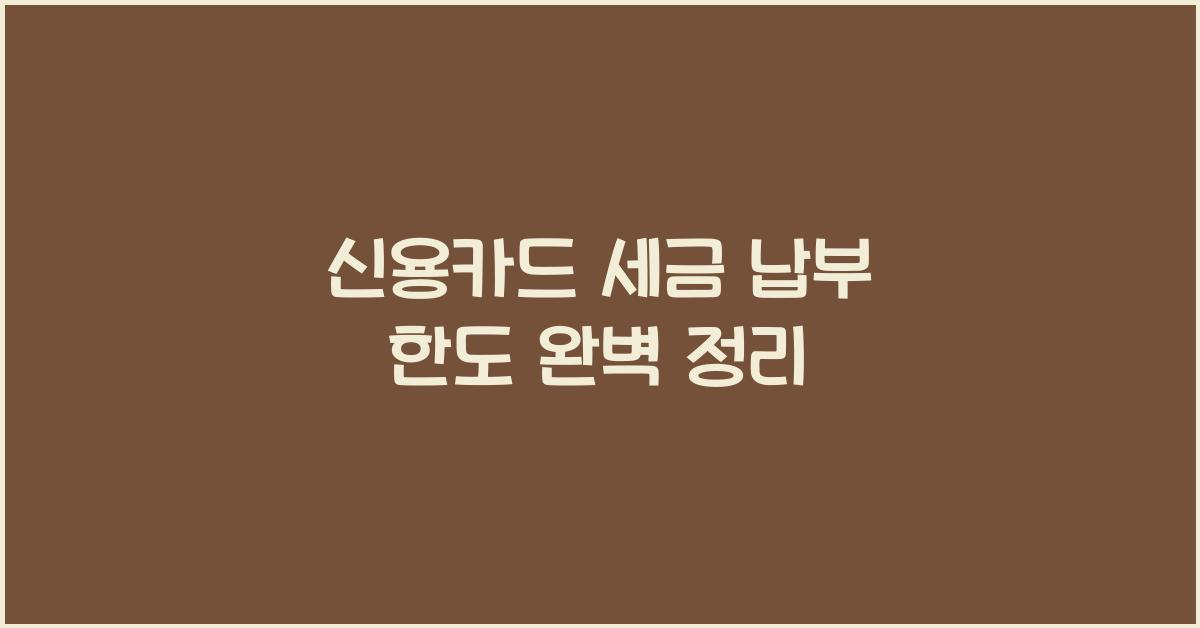 신용카드 세금 납부 한도