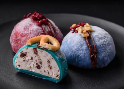 한국의 떡 종류 도토리떡-아이스크림 토핑