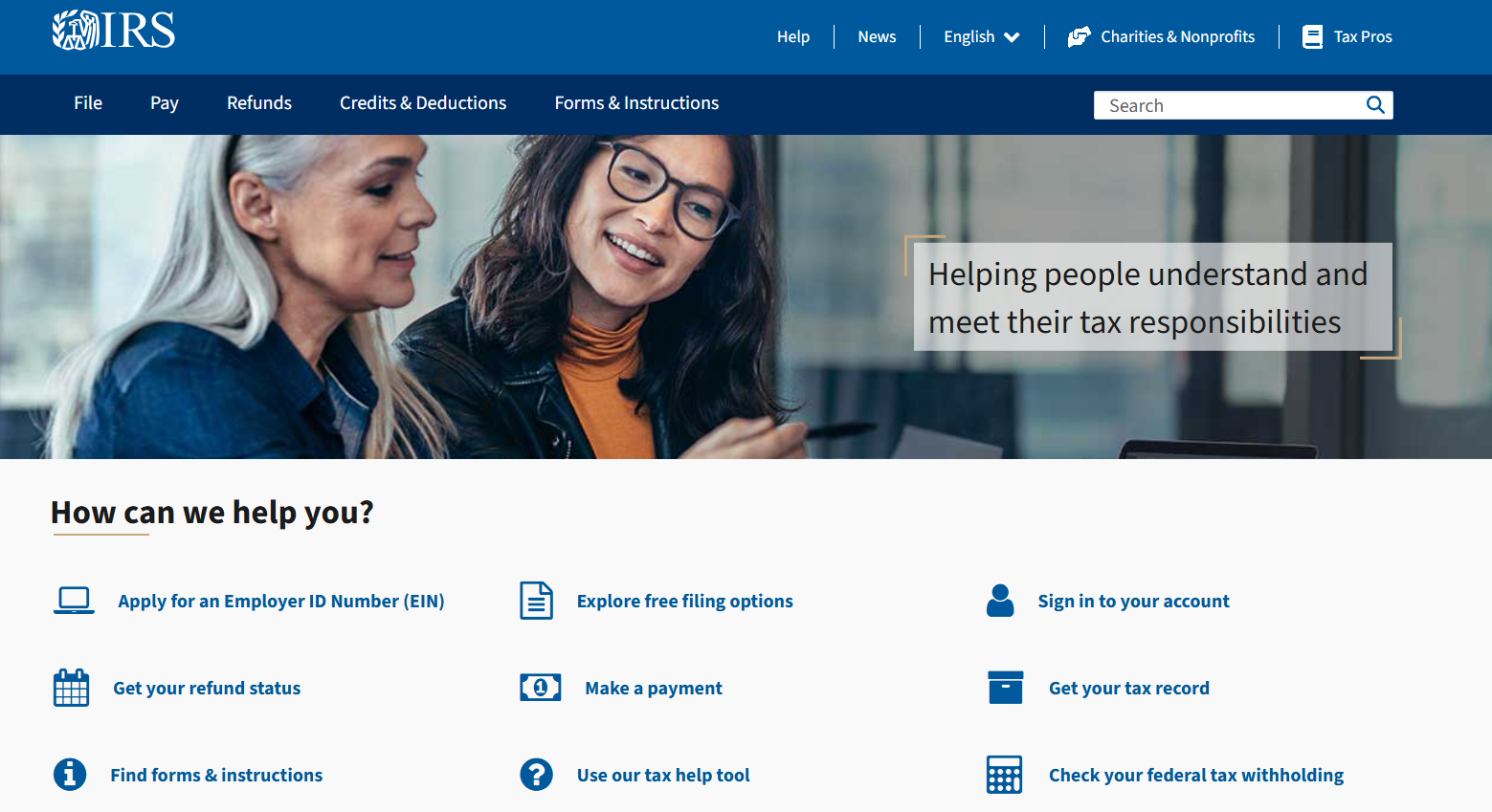 IRS 공식 홈페이지