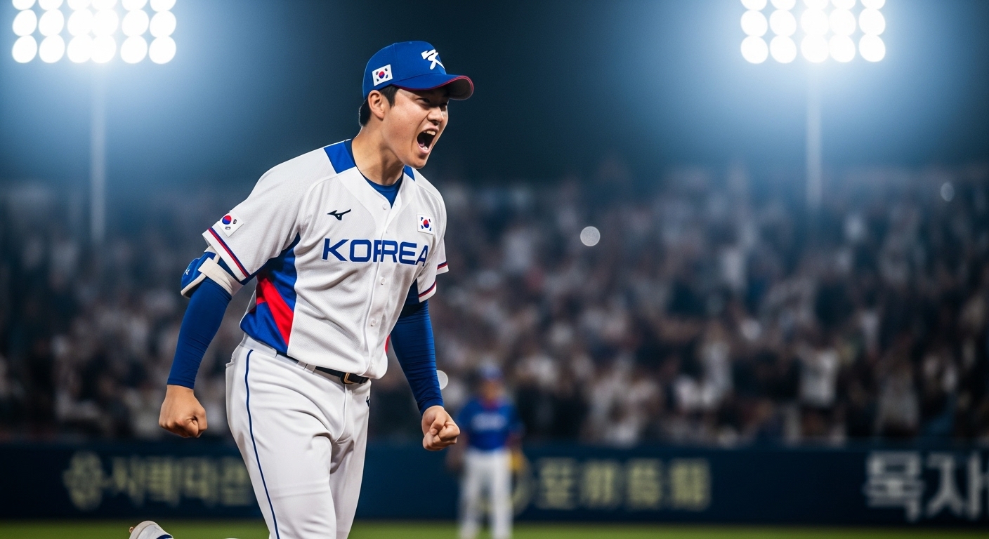 젊은 야구 선수들의 활기찬 모습과 베테랑 선수들의 침착하고 노련한 모습이 어우러져 이상적인 국가대표팀의 조화를 이루는 장면