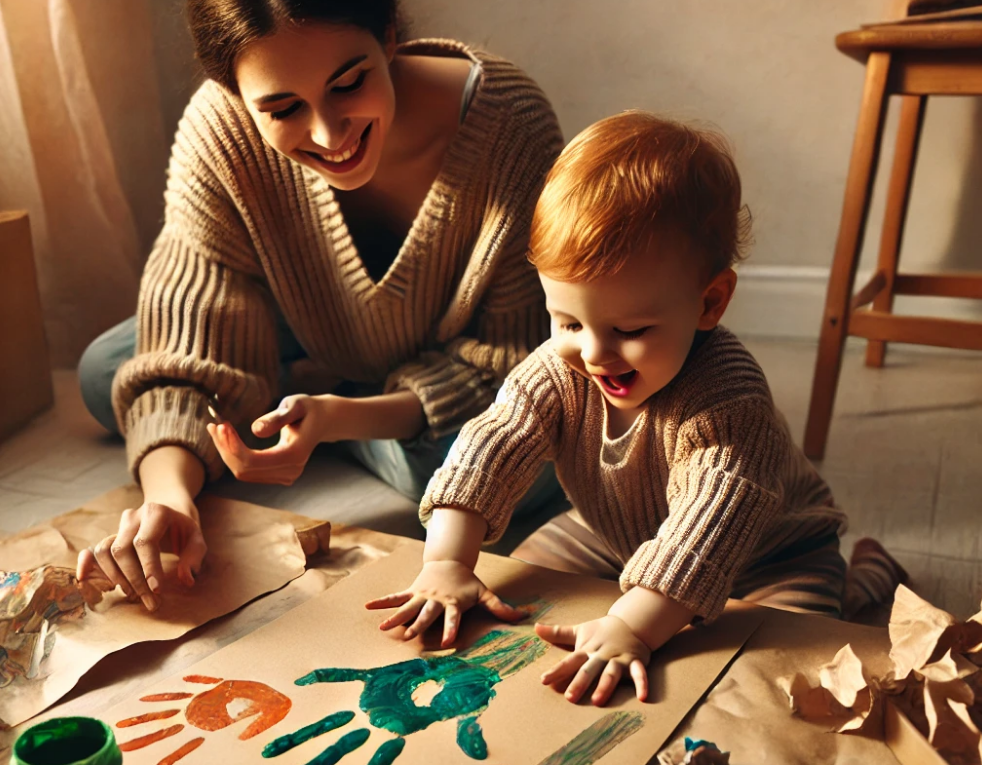 집에서 아이와 노는 사진