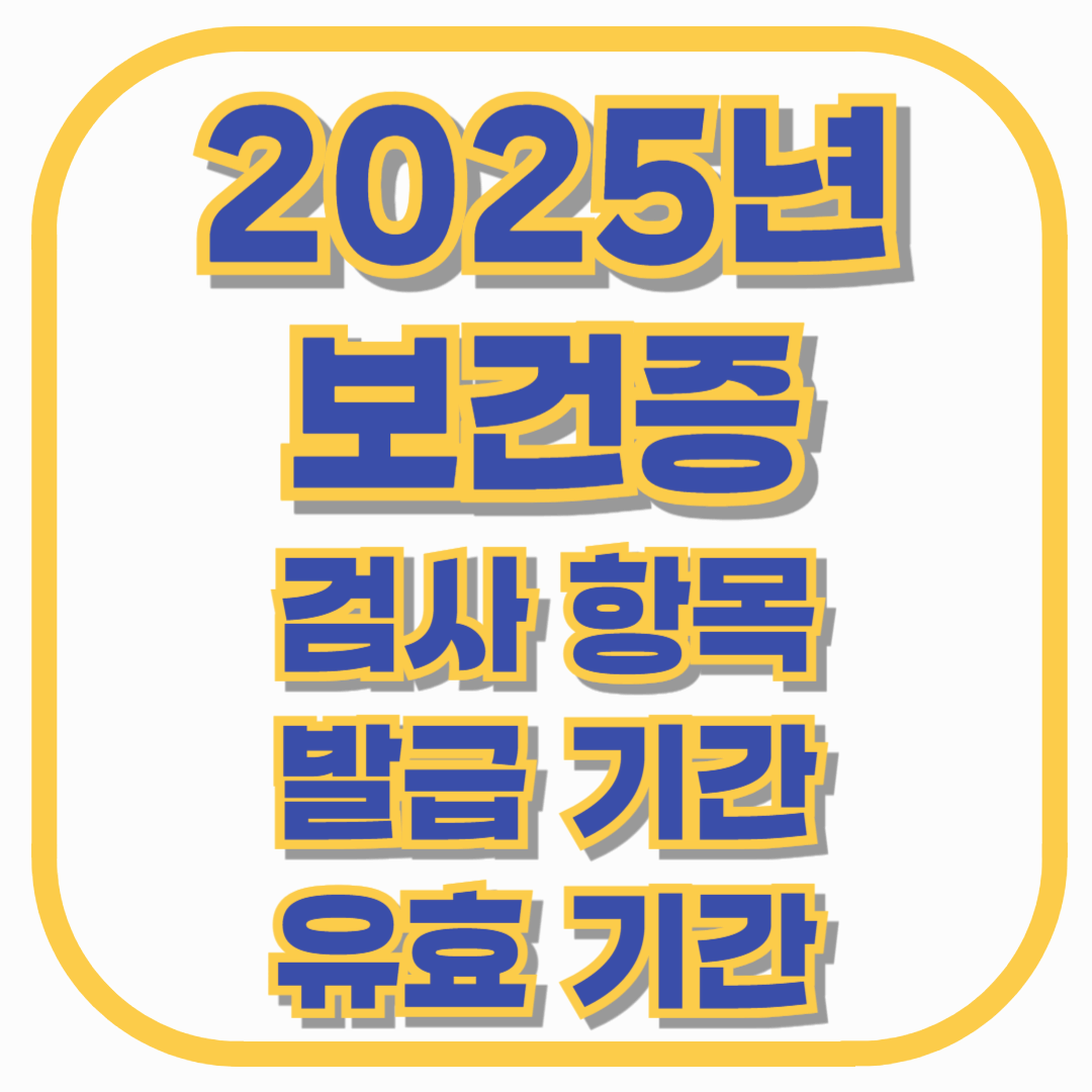 2025년 보건증 검사 항목, 발급기간, 유효기간 총정리