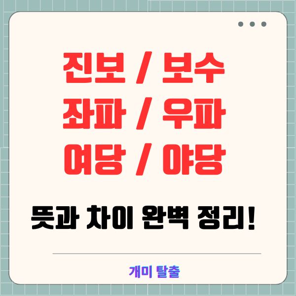 진보와 보수, 좌파와 우파, 여당과 야당: 뜻과 차이 완벽 정리!