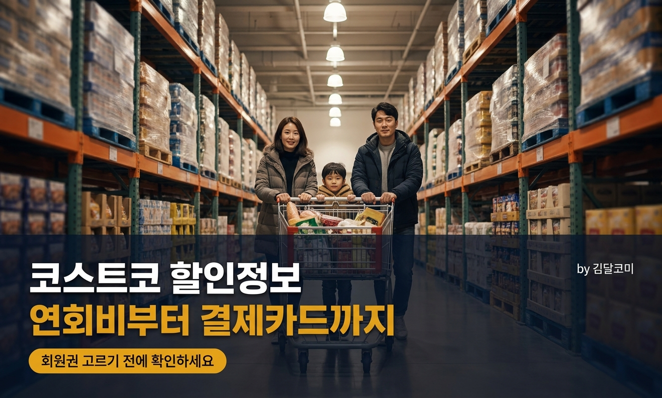 창고형 마트에서 카트 끄는 가족