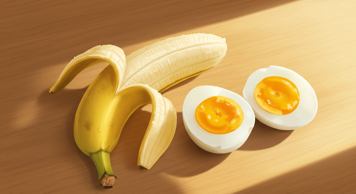 바나나와 삶은 계란 이미지