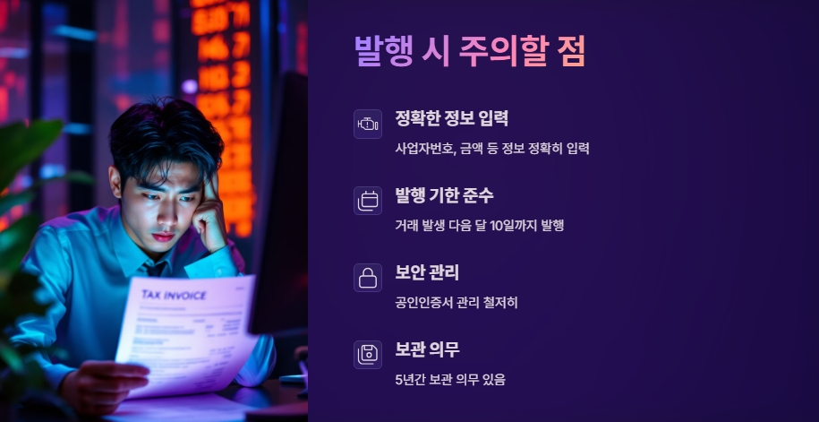 발행 시 주의할 점