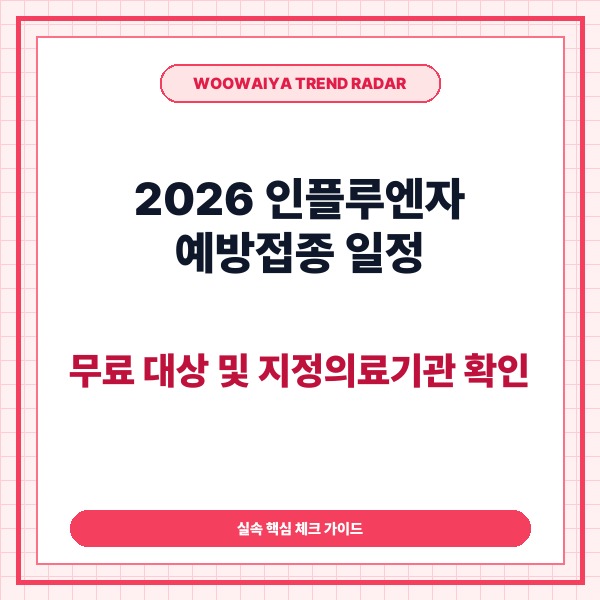 2026 인플루엔자 예방접종 일정, 무료 대상 및 지정의료기관 확인 가이
