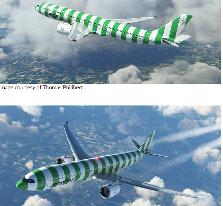 아무도 생각하지 못한 항공기의 대변신 VIDEO: Condor unveils new aircraft livery with beach towel-like striped look