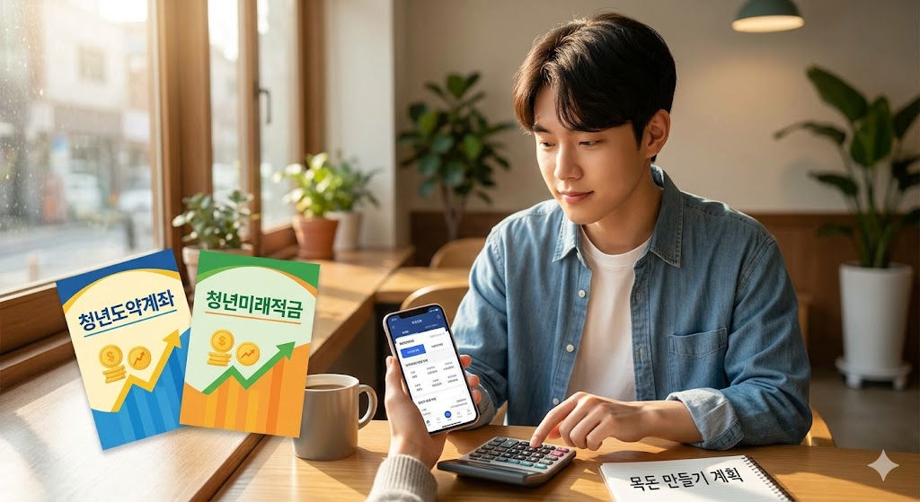 청년도약계좌와 청년미래적금 중 어느것을 가입해야 하나 비교해보는 이미지
