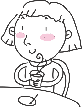 한소녀가 따뜻해 보이는 물잔을 들고 있는 일러스트