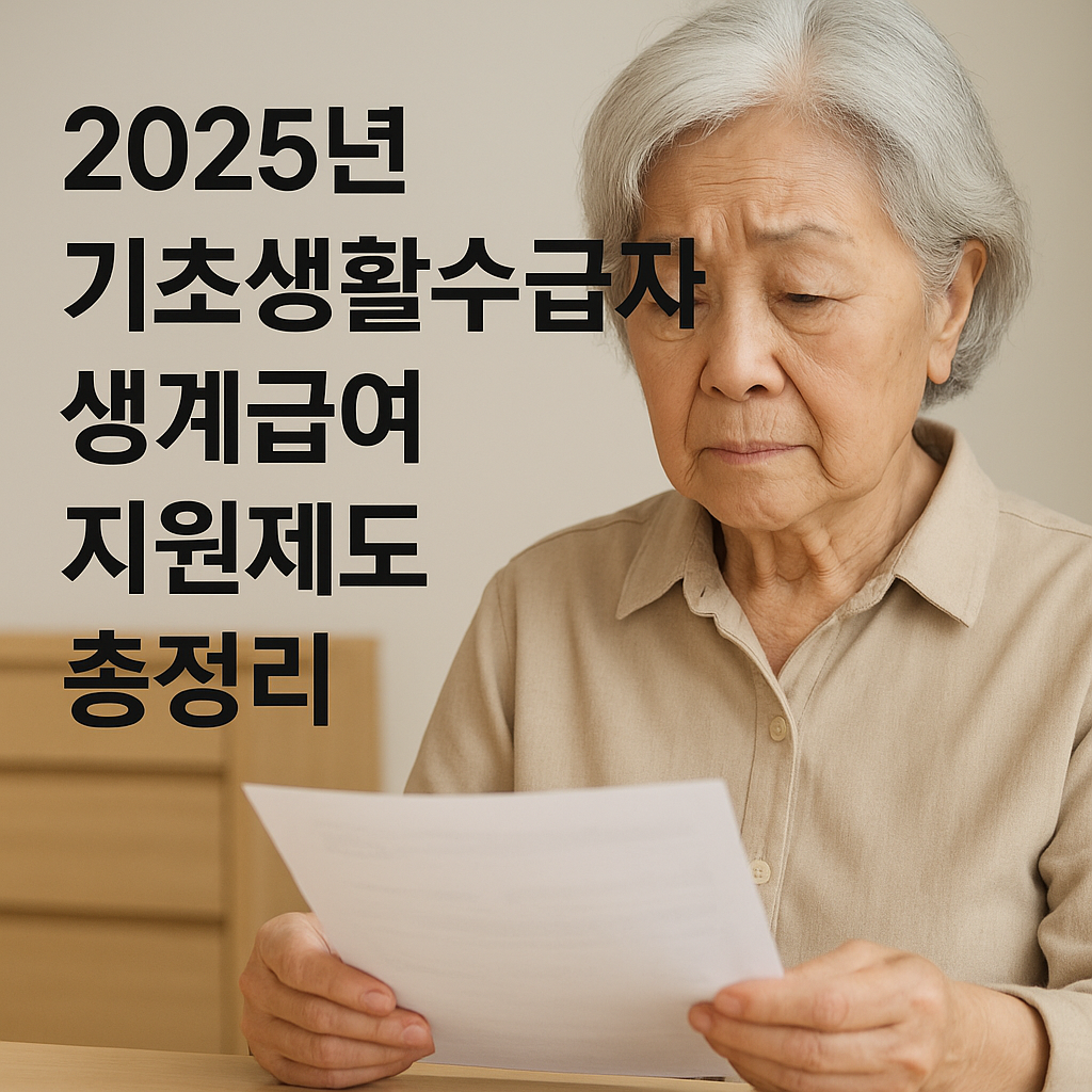 2025년 기초생활수급자 생계급여 지원을 상징하는 어르신의 생활 이미지