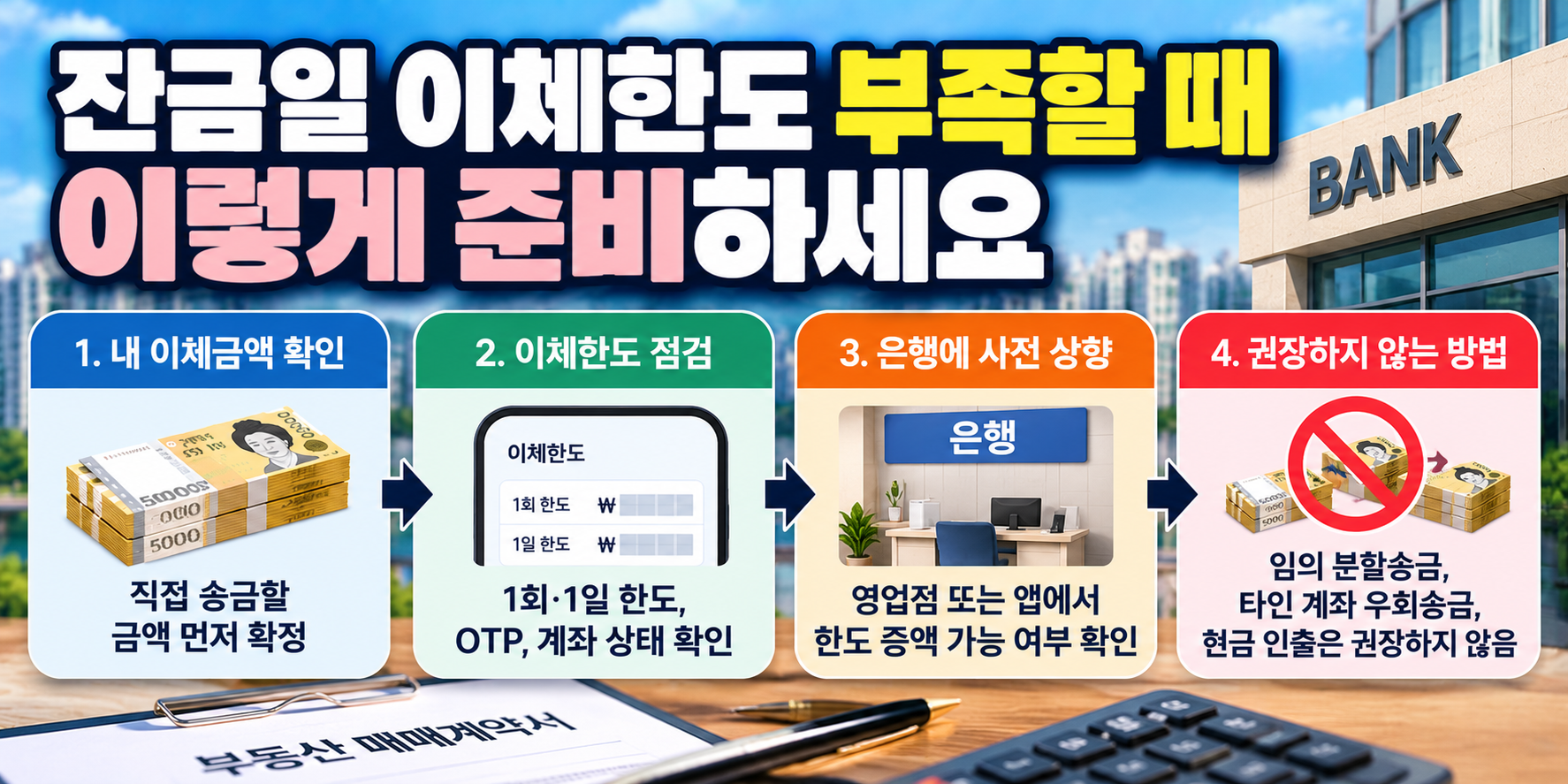 아파트 잔금일 이체한도 부족 시 확인사항과 해결 방법