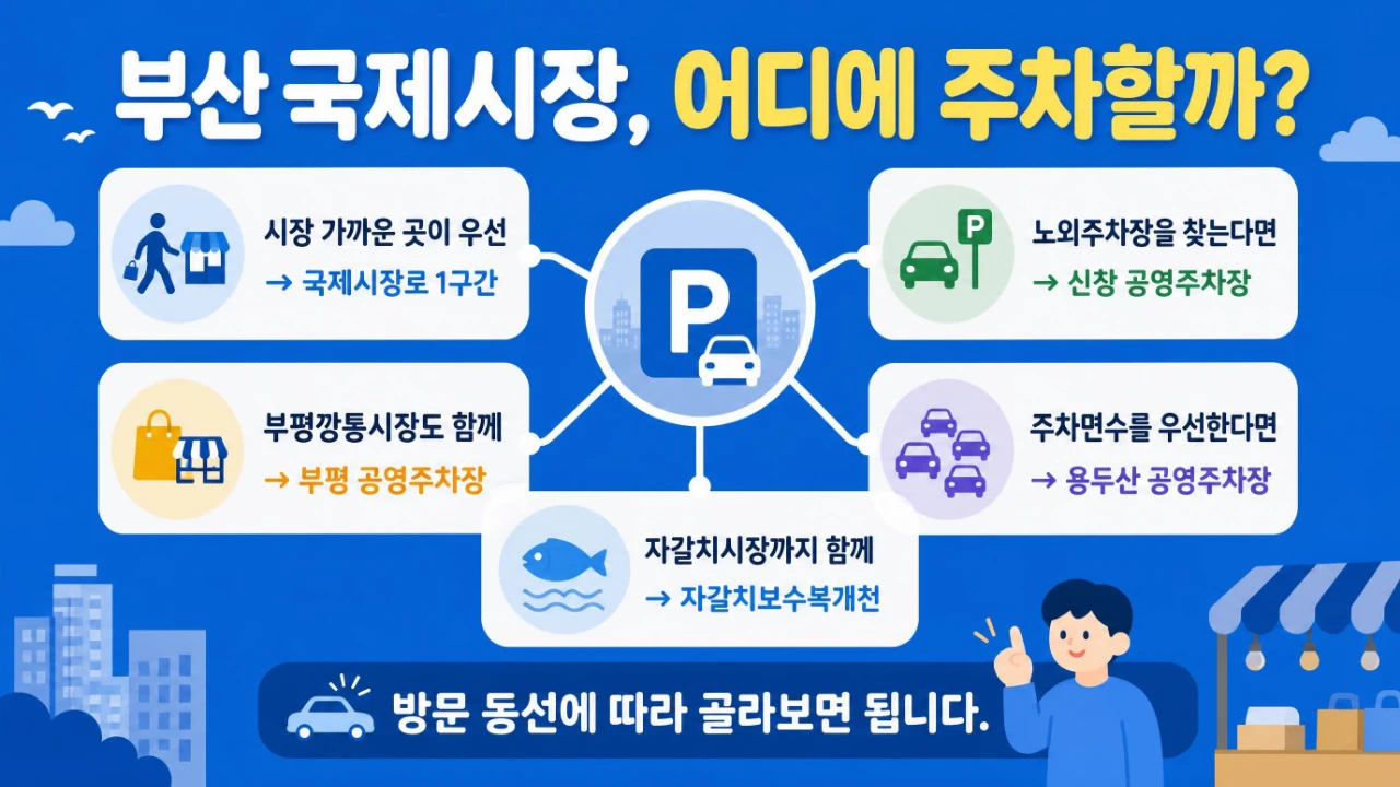 부산 국제시장 방문 동선에 따른 주차장 선택 안내