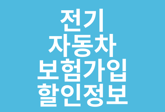 전기차 자동차보험 가입 꿀팁 총정리