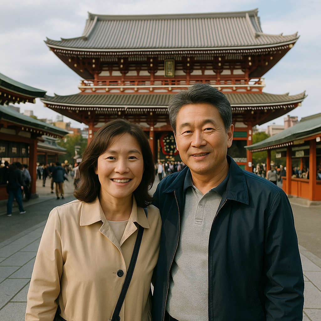 일본여행에 함께 간 부모님 사진