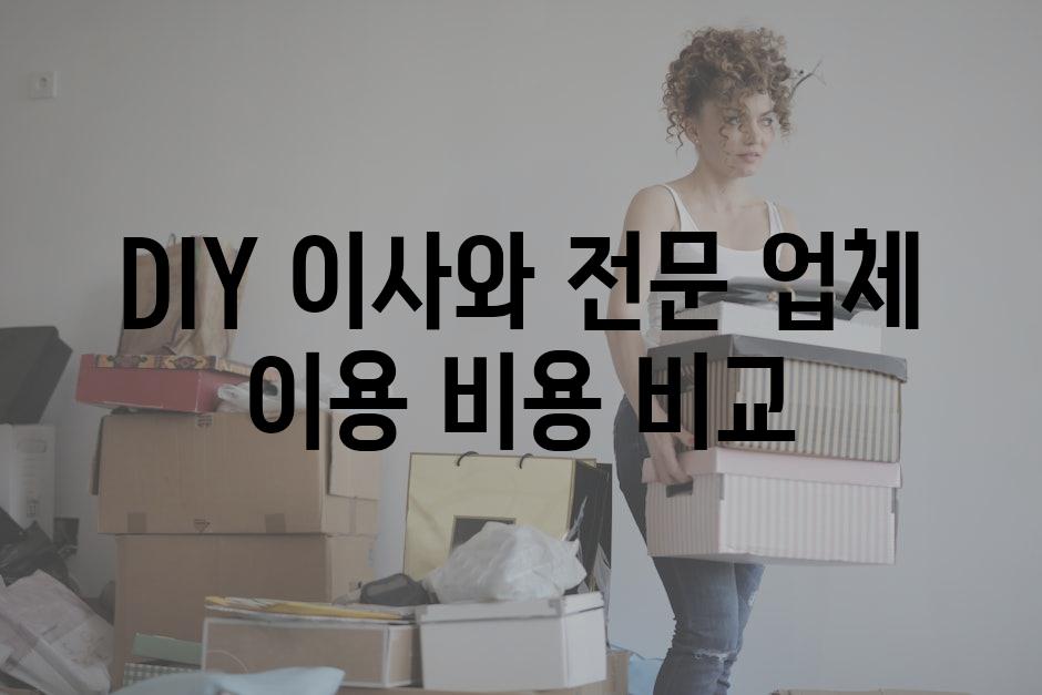 DIY 이사와 전문 업체 이용 비용 비교