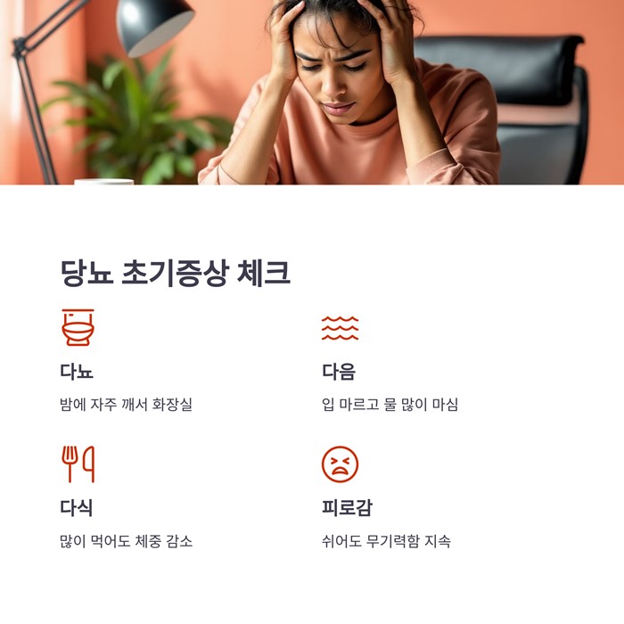 당뇨 초기증상 자가진단 예방 관리 대처 방법 요약 이미지