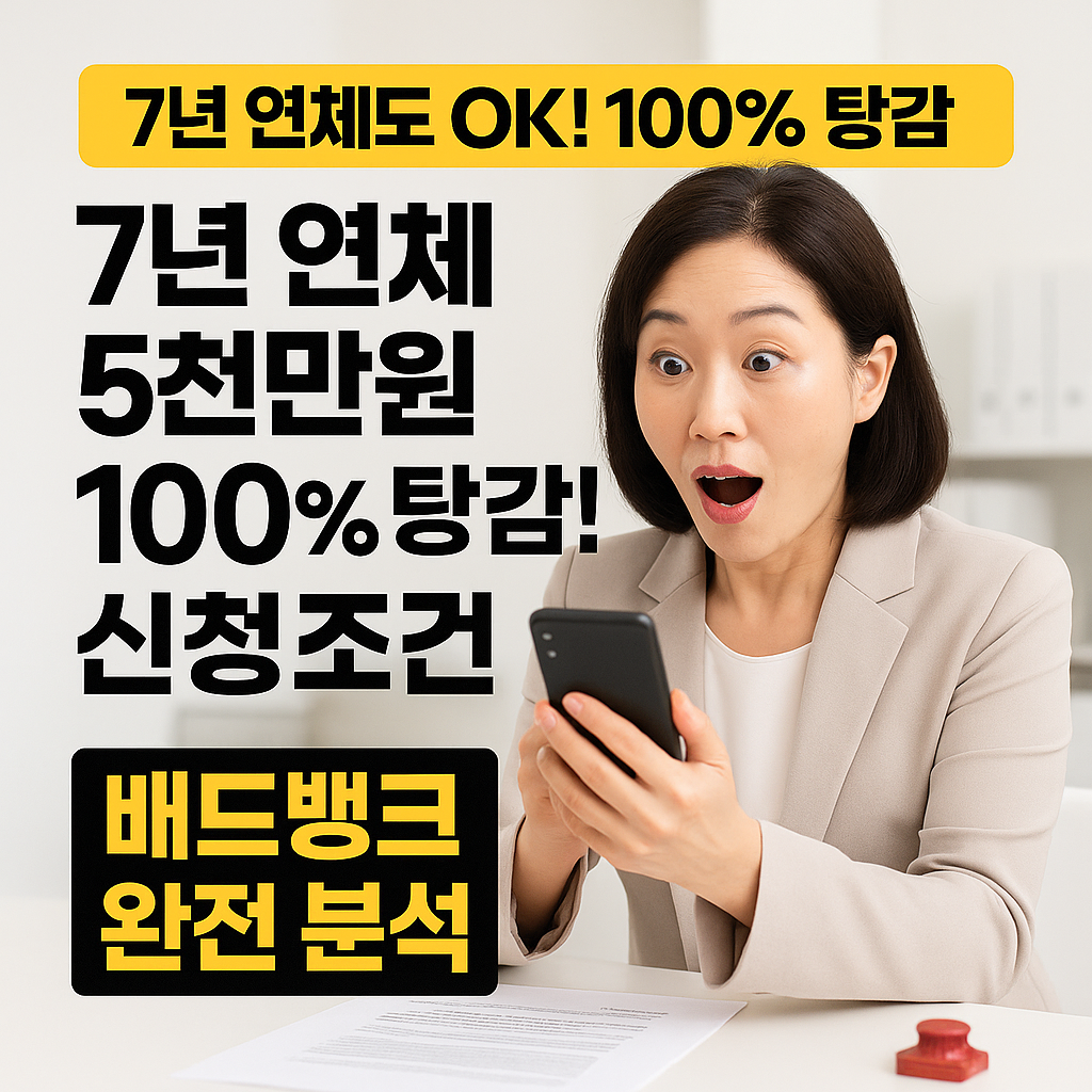 7년 연체 5천만원 100% 탕감! 신청조건 (배드뱅크)