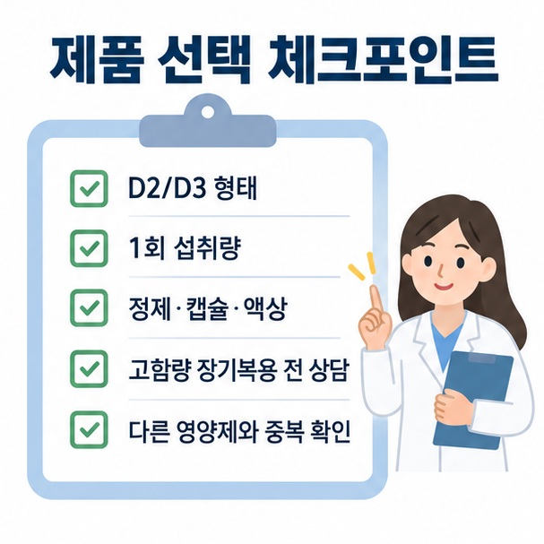 연질캡슐 정제 액상 드롭 복합제의 특징과 건강기능식품 표시 성분 중복 확인을 보여주는 선택 체크리스트
