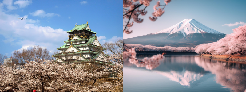 일본 성과 후지산 전경