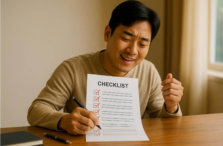 브랜드 네이밍 체크리스트를 확인하는 모습