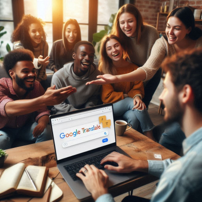 구글 번역을 활용하여 그룹 토론을 하는 모습