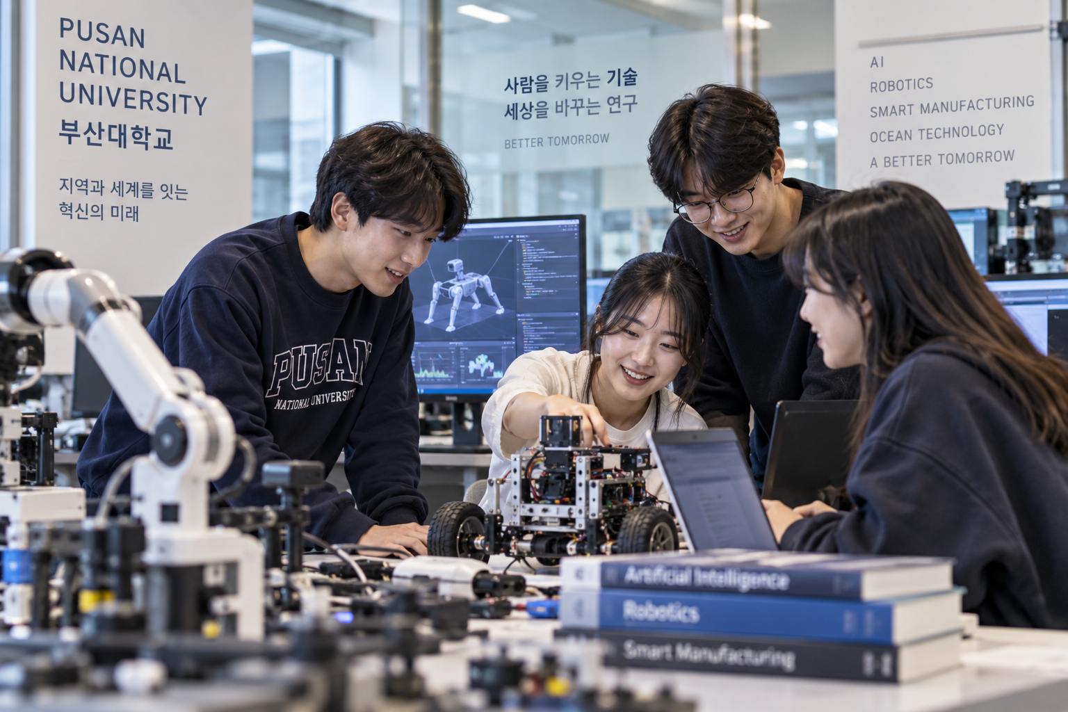 부산대학교 캠퍼스와 교명을 중심으로 지역 거점국립대의 모습을 표현한 AI 이미지