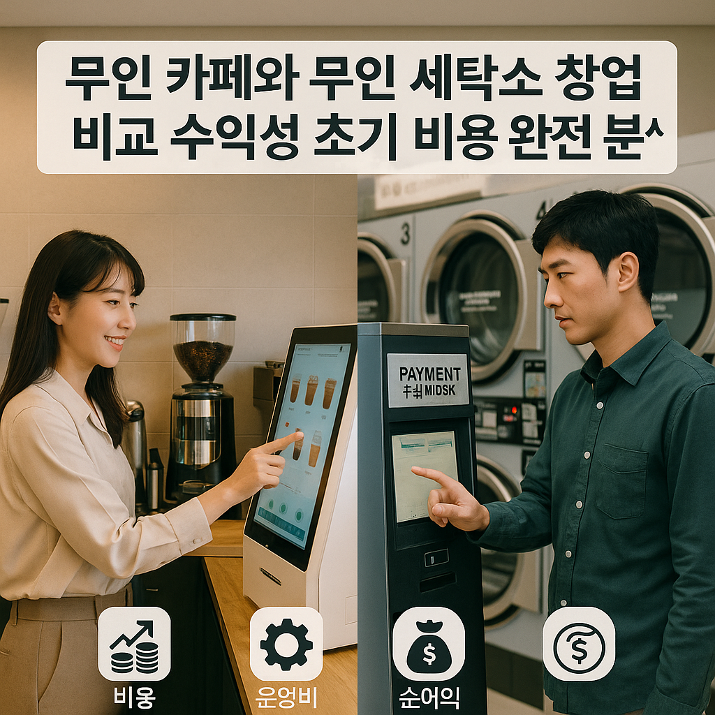 무인 카페와 무인 세탁소 창업 비교 수익성 초기 비용 완전 분석