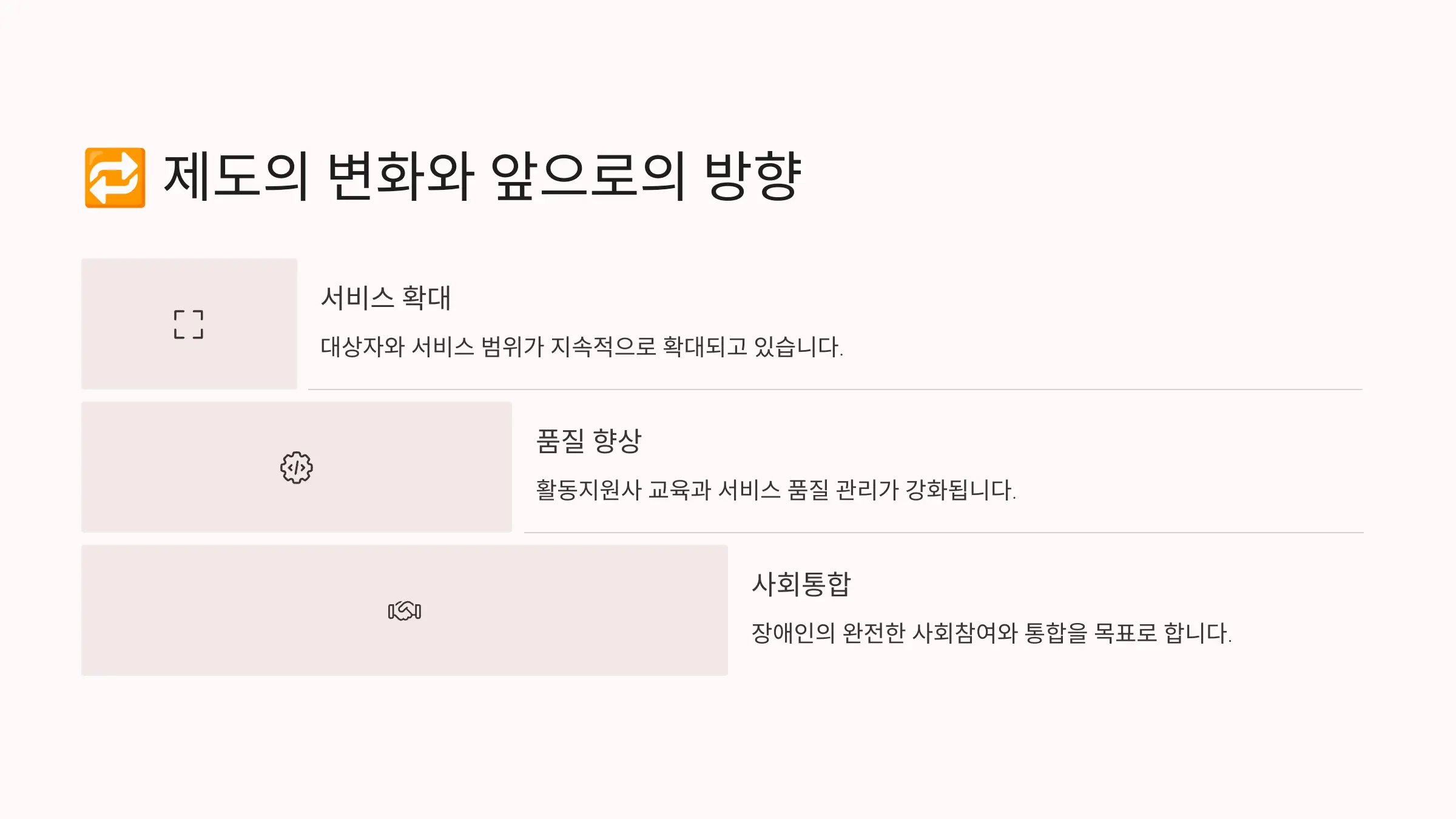 제도의 변화와 앞으로의 방향