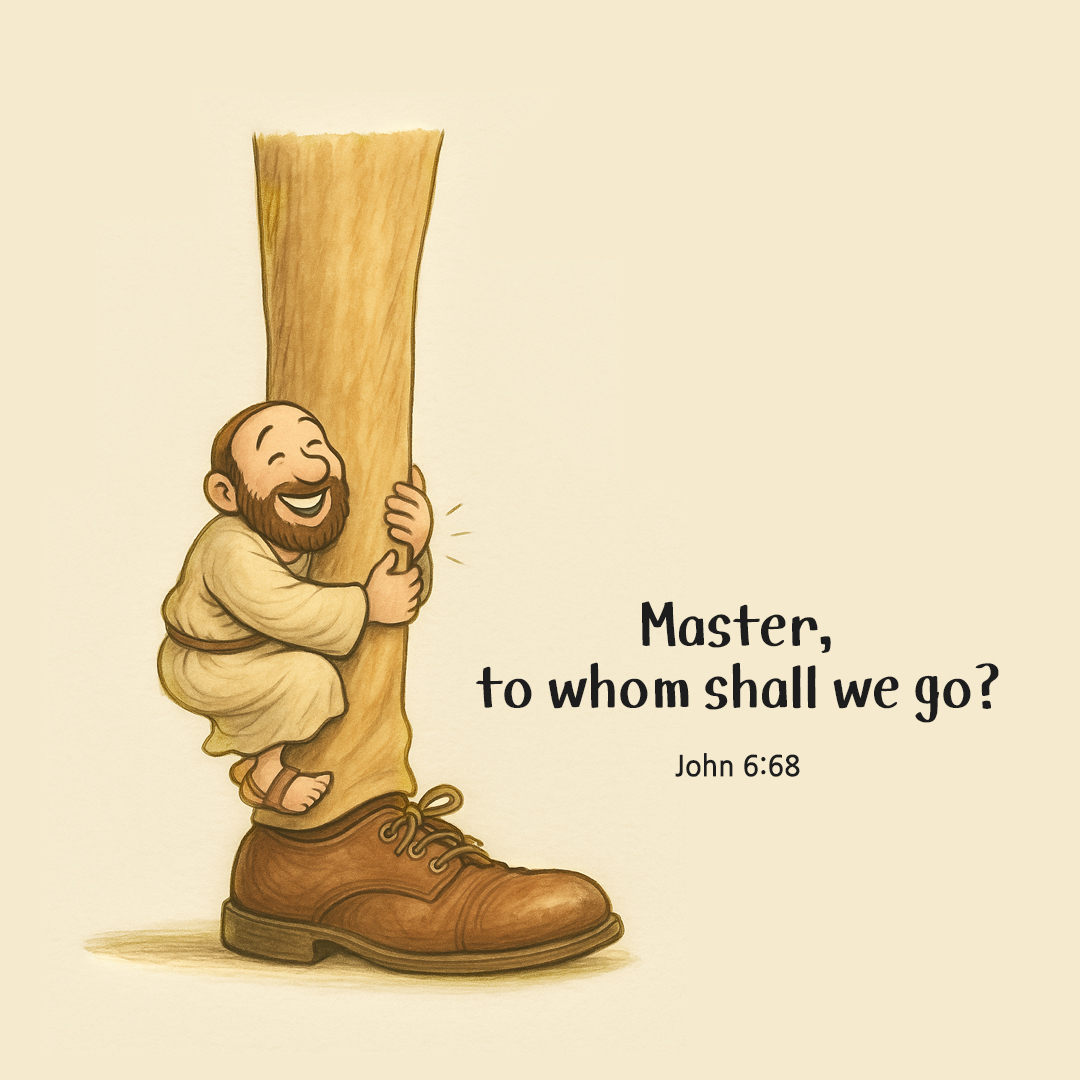 Master, to whom shall we go? (John 6:68) by pieonane Daily Bible quote image