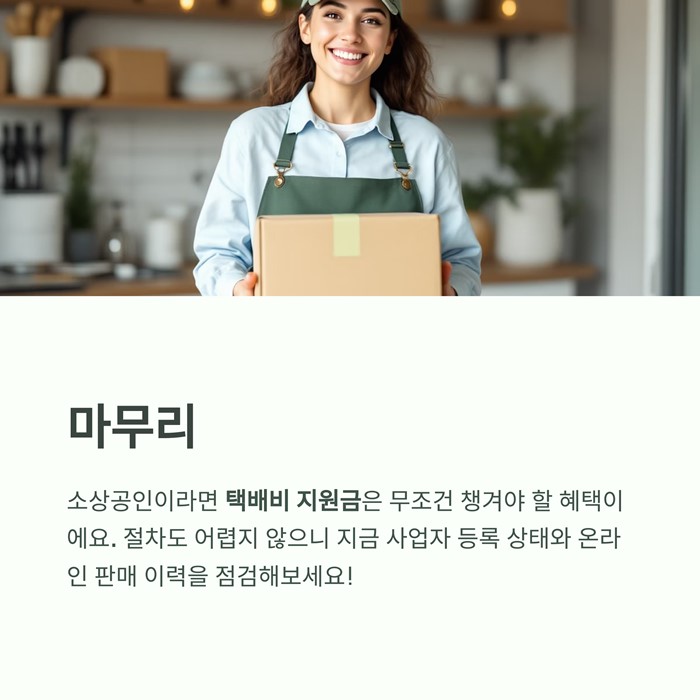소상공인 택배지원금 조건, 대상, 금액, 신청기간 요약 이미지