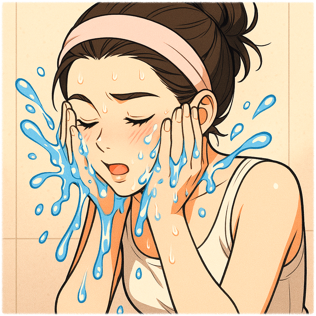 지루성 피부염 때문에 깨끗이 세안하고 있는 모습의 이미지