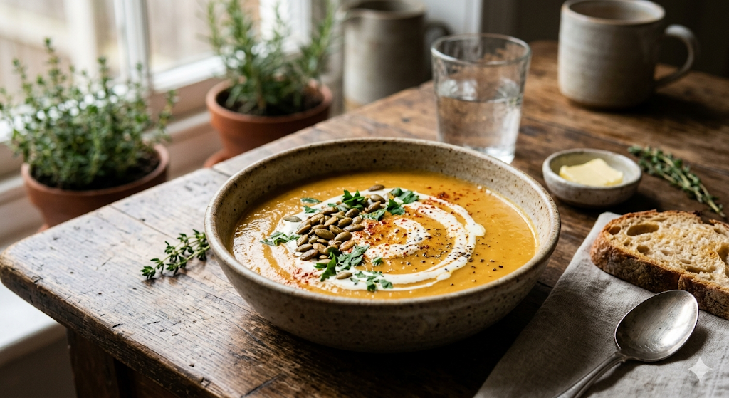 단호박 수프 만드는 법 (수분 제거, 육수 비율, 유럽식과 한국식 차이)