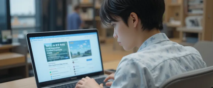 검진 기관을 검색하는 청년