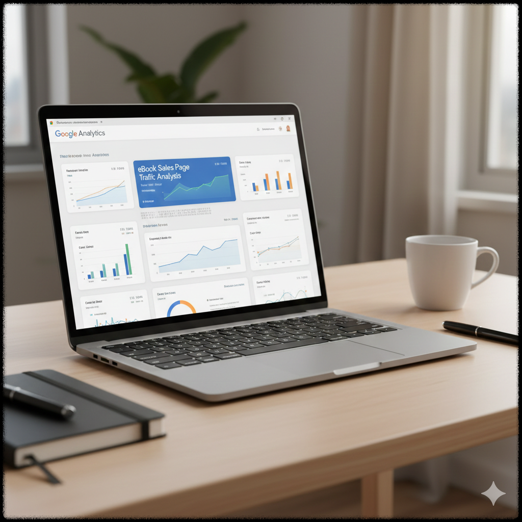전자책 판매 페이지 유입을 분석하는 구글 애널리틱스 화면