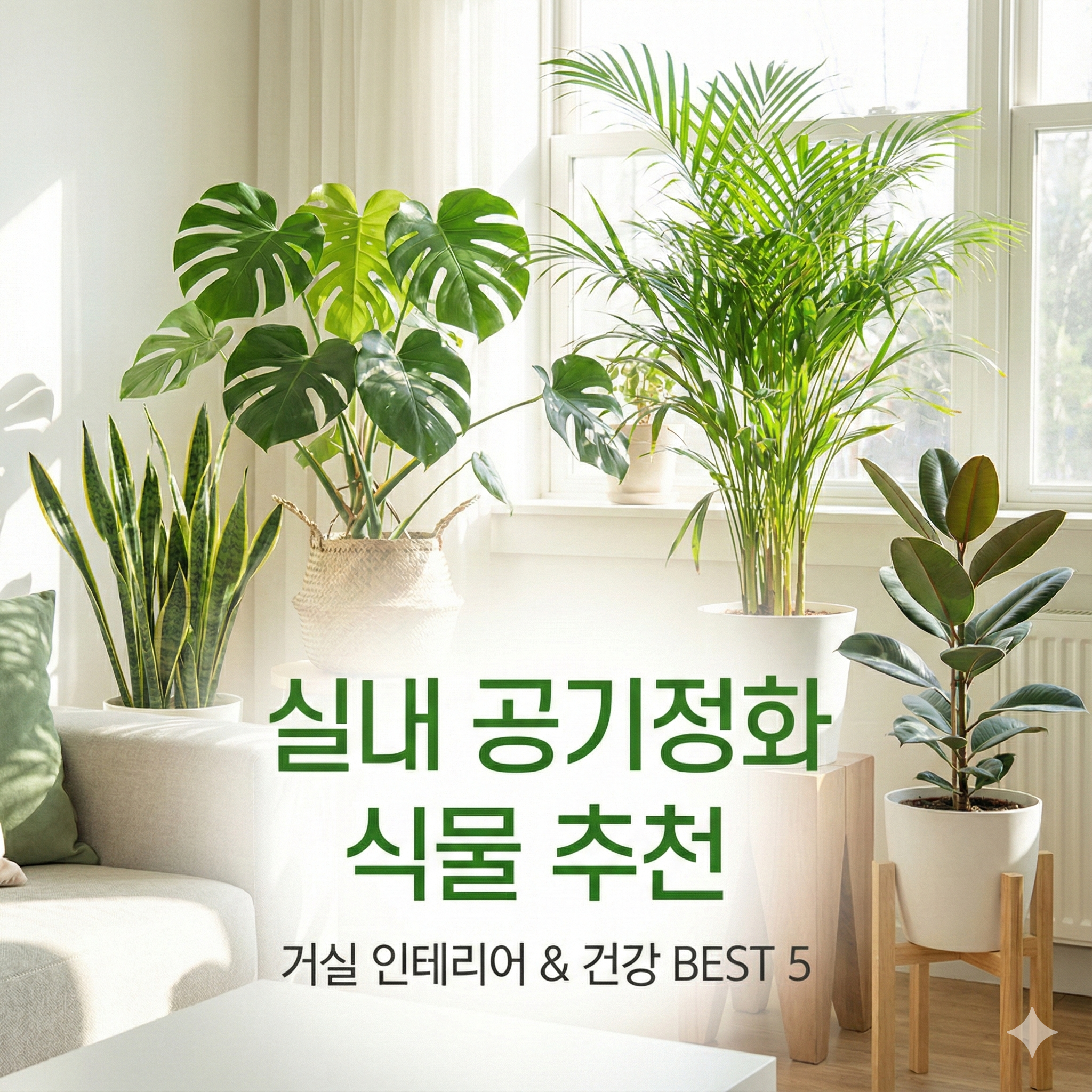 실내 공기정화 식물 추천: 거실 인테리어와 건강을 동시에 잡는 화초 BEST 5
