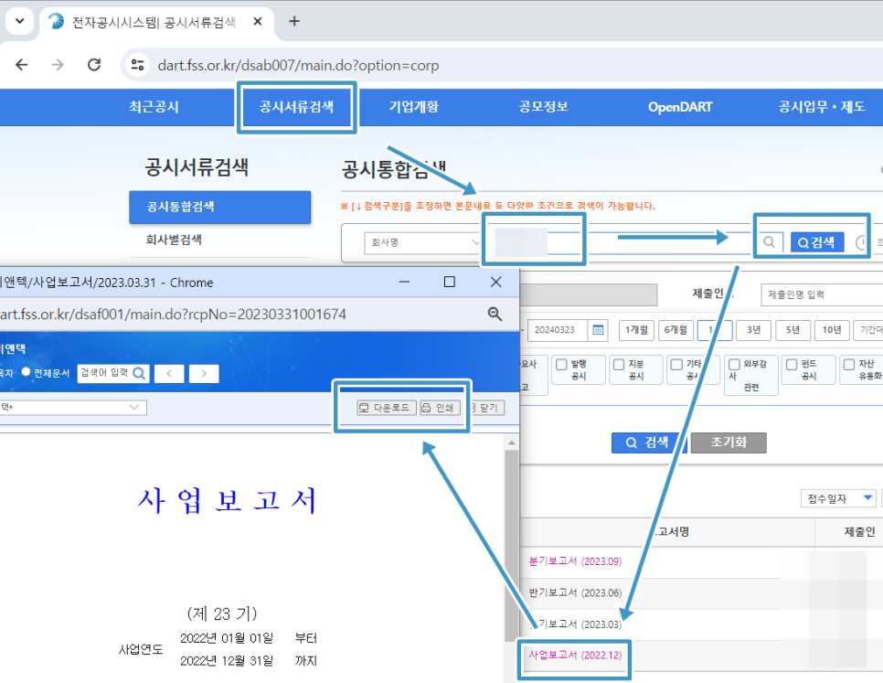 사업보고서 검색