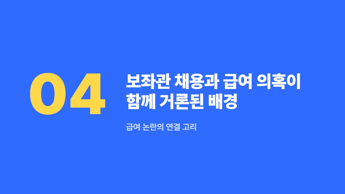 보좌관 채용과 급여 의혹이 함께 거론된 배경 — 급여 논란의 연결 고리