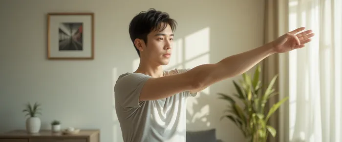 아침 스트레칭을 하는 사람