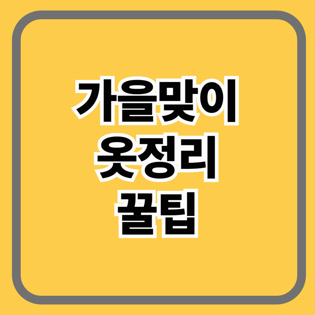 가을맞이 옷정리 꿀팁