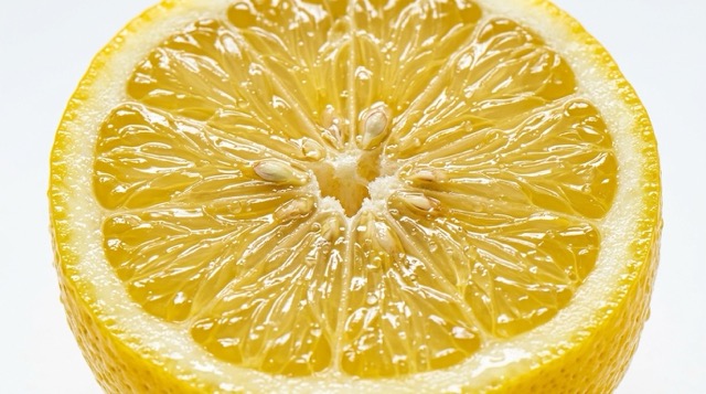 레몬 단면 매크로 클로즈업
