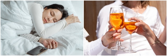 잠자는 사람과 술마시는 사진
