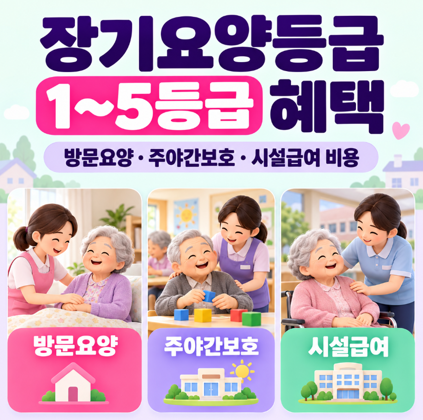2026 장기요양등급 1~5등급 혜택｜방문요양&middot;주야간보호&middot;요양원 비용 총정리