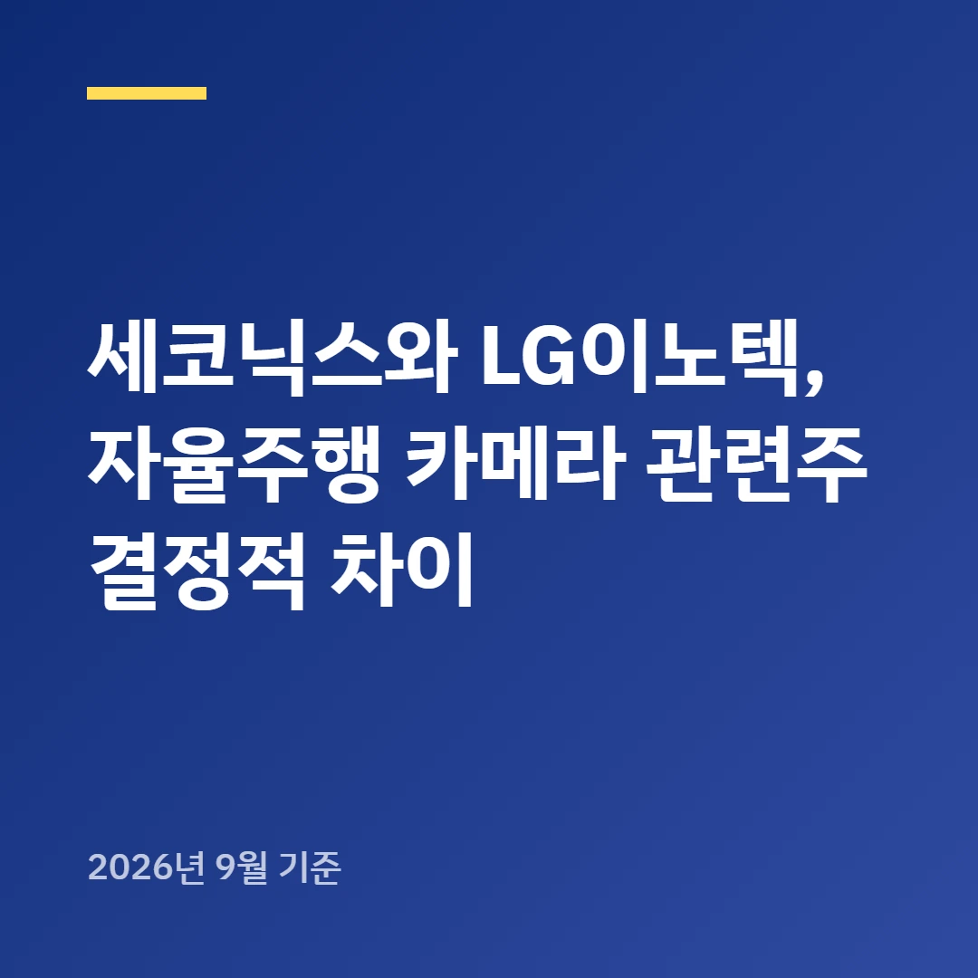 세코닉스와 LG이노텍, 자율주행 카메라 관련주 결정적 차이