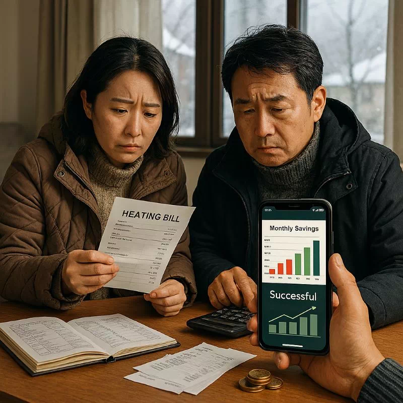 에너지바우처 이사 후 재신청을 놓쳐 난방비 고지서를 보고 고민하는 가정